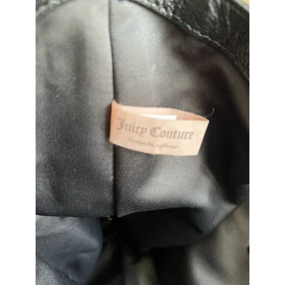 Juicy Couture Black Leather Shoulder Satchel Purse & Wristlet - Picture 8 of 16